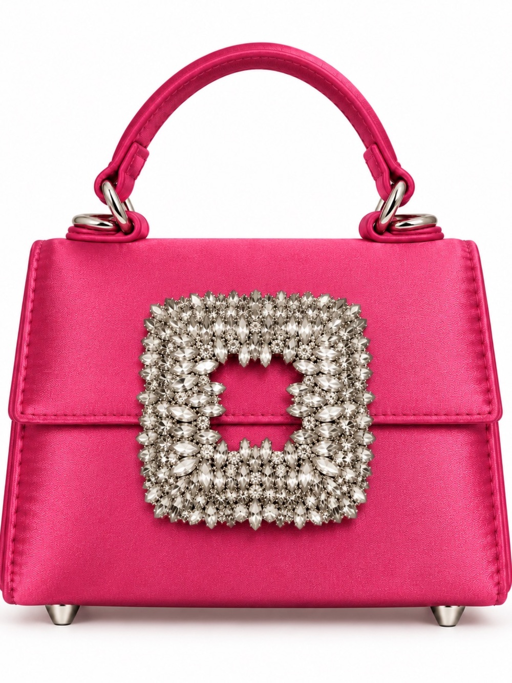 Steve Madden Hot Pink Crystal Buckle Top-Handle Mini Bag